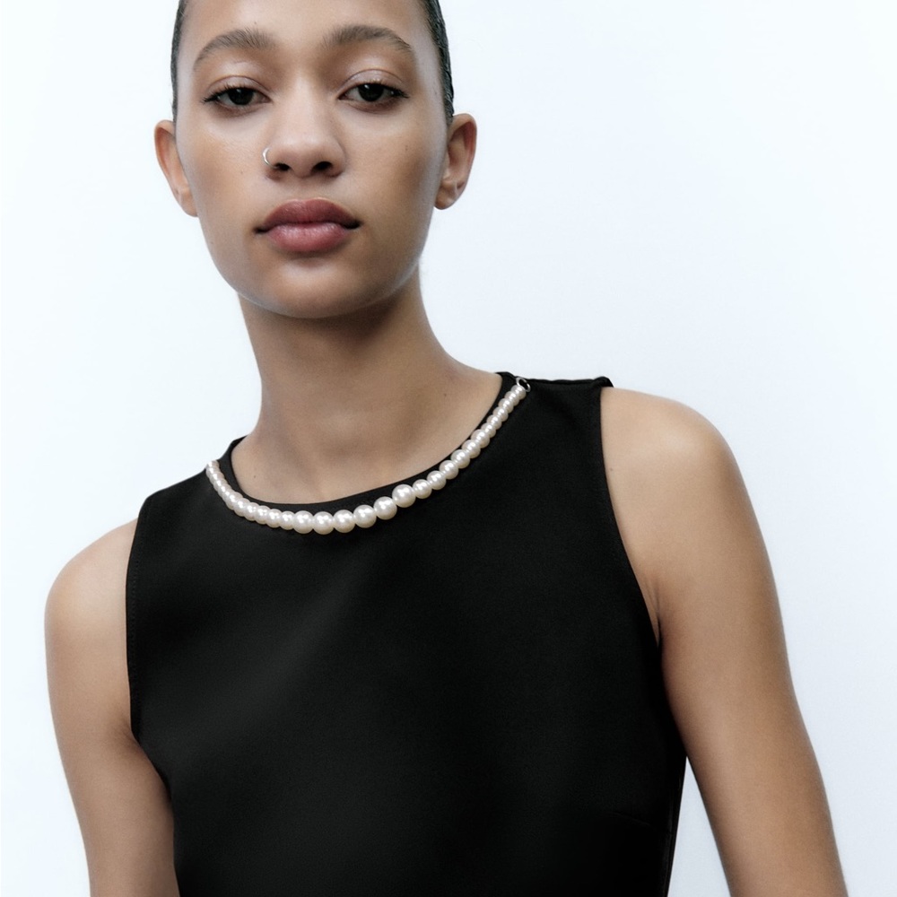 NWT Zara Pearl Peplum Top - Picture 3 of 11